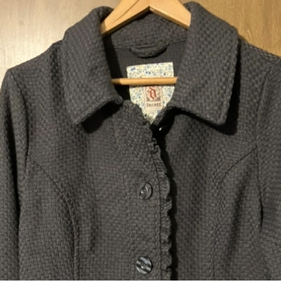 Decree- Peplum Woven Jacket Gray women’s Large - Picture 4 of 13